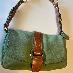 Coach Olive and Tan Leather Shoulder Bag